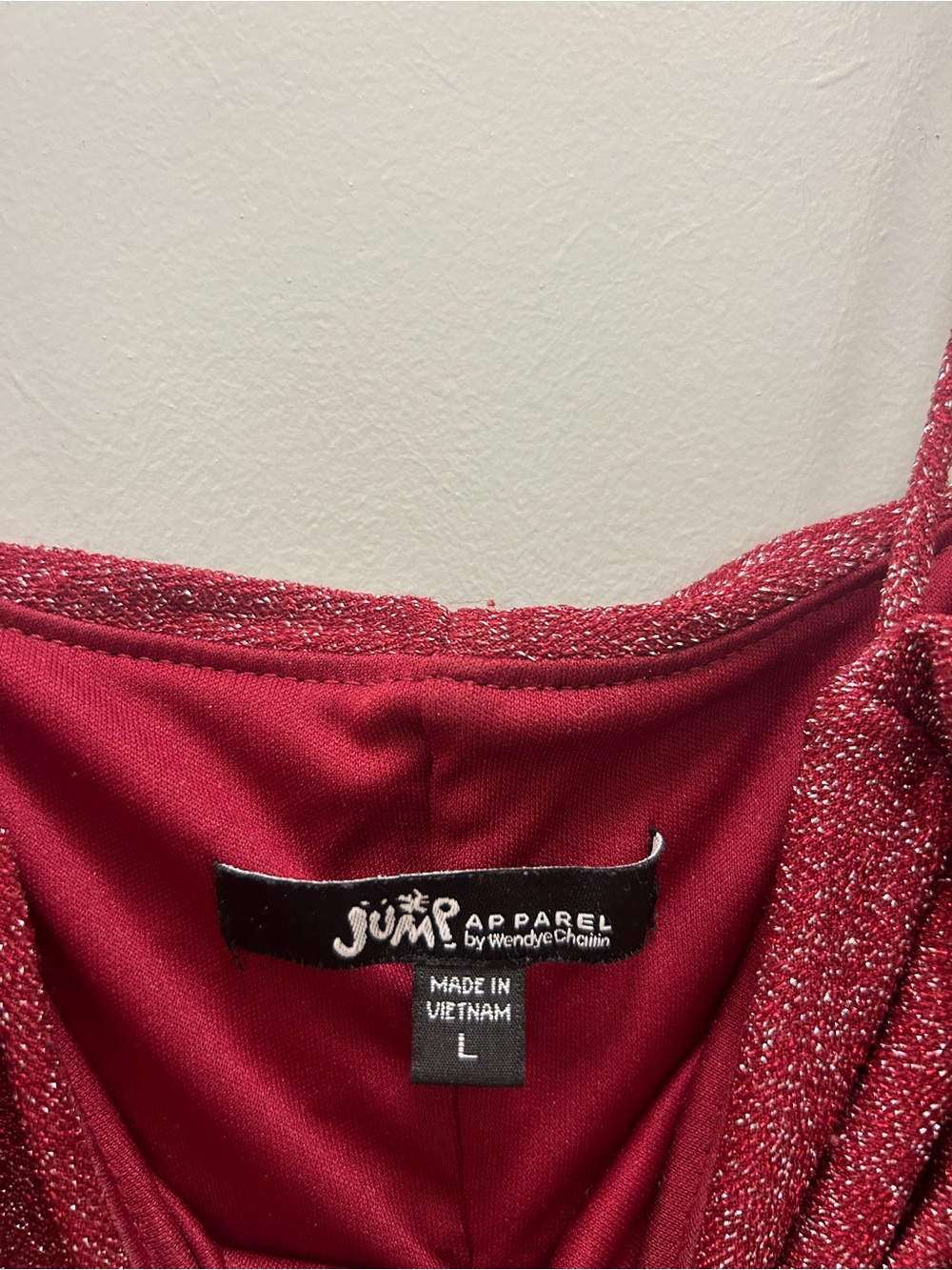 Jump Apparel Glitter Ruched Bodycon Mini Dress Women’s L Red Party Homecoming - Picture 4 of 7